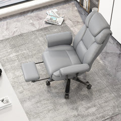 400 lbs Big & Tall Reclining Office Chair with Footrest – High Back Gray Desk Chair