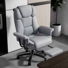 400 lbs Big & Tall Reclining Office Chair with Footrest – High Back Gray Desk Chair