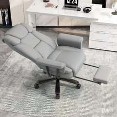 400 lbs Big & Tall Reclining Office Chair with Footrest – High Back Gray Desk Chair