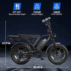 【TST R002 Ebike】TST Electric Bike for Adults 1500W Peak 20" Fat Tire All-Terrain E-Bike 60/110 Miles 28MPH Electric Dirt Bike for Road Sand Mountain Snow - 48V 15/25AH Battery Powered Electric Motorcycle,father'sdaygifts,campingessentials,campinggear