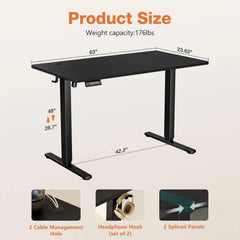 40–63 Inch Electric Standing Desk – Height Adjustable Computer Desk for Home Office