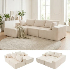 108" Boneless Couch, Cloud Sectional Couch with L-Shape Chaise, Modular Sectional Sofa with Deep Seat, Fluffy Couch for Living Room Bedroom, No Assembly Required