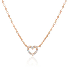 PAVOI Cubic Zirconia Heart Necklace - 14K Gold Plated Cute Dainty Love Pendant Necklaces for Women - Choker Heart Pendant Necklace Jewelry Gifts