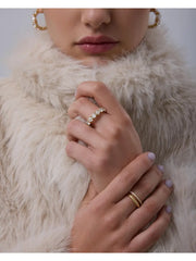 PAVOI 14K Gold Plated Eternity Ring for Women - Statement Eternity Band Rings with Round Cubic Zirconia - Stackable Wedding Band - Travel Bridal Jewelry
