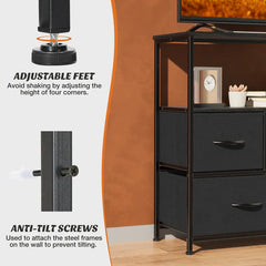 BROOKLYN Modern TV Stand - Sweet Indoor Furniture TV Console Cabinet with 5 Fabric Drawers, Open Storage Shelf, Living Room Decor, Room Storage for Bedroom, Apartment Furniture