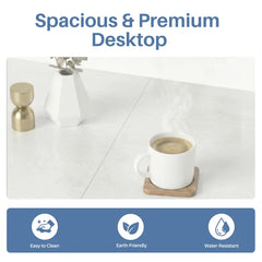 Computer PC Desk - Home Office Workstation with Drawers, X-Shaped Reinforcement, Sturdy Metal Frame, Side Hook, Modern Study Table