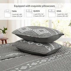 【dealsforyou】Parures de lit réversibles imprimées ultra douces Baleines Flottilla, très grand lit, couvre-lits et couvre-lits légers à motifs géométriques et rayures avec 2 taies d'oreiller pour toutes les saisons