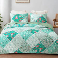 【Sommerlaune】Walflotte Wendedecken, leichte Boho-Tagesdecken mit Druckmuster, Bettüberwurf-Set mit 2 Kissenbezügen für King/Queen-Size, 1 Kissenbezug für Twin-Size, weich für alle Jahreszeiten