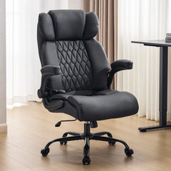 500 lb Big & Tall Office Chair – Heavy Duty Executive PU Leather Wide Seat Desk Chair
