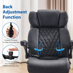 500 lb Big & Tall Office Chair – Heavy Duty Executive PU Leather Wide Seat Desk Chair
