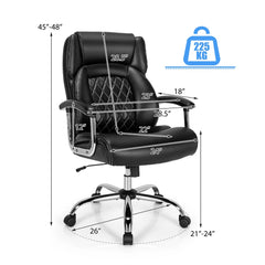 500 lbs Big & Tall Office Chair – High Back Adjustable Leather Task Chair