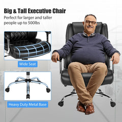 500 lbs Big & Tall Office Chair – High Back Adjustable Leather Task Chair
