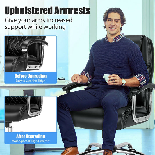 500 lbs Big & Tall Office Chair – High Back Adjustable Leather Task Chair