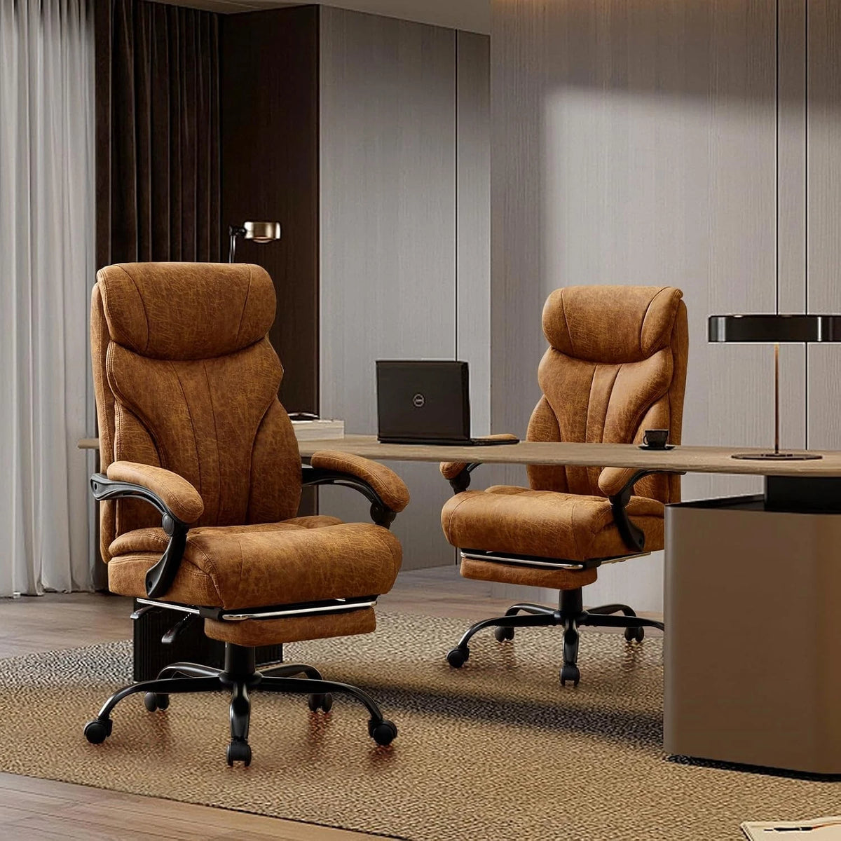 500 lbs Big & Tall Office Chair with Footrest – Ergonomic Leather Executive Chair