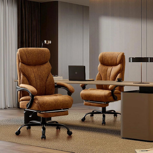 500 lbs Big & Tall Office Chair with Footrest – Ergonomic Leather Executive Chair