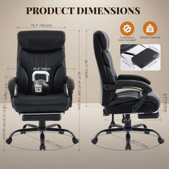 500 lbs Big & Tall Office Chair with Footrest – Wide Ergonomic Computer Desk Chair