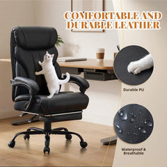500 lbs Big & Tall Office Chair with Footrest – Wide Ergonomic Computer Desk Chair