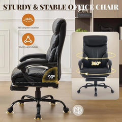 500 lbs Big & Tall Office Chair with Footrest – Wide Ergonomic Computer Desk Chair