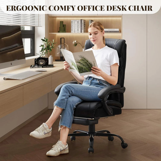 500 lbs Big & Tall Office Chair with Footrest – Wide Ergonomic Computer Desk Chair