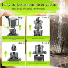 MDHAND Cold Press Juicer - Juicer Machines, 200W Juicer with 112mm Large Feed Chute, Quiet & Powerful 60 RPM, Reverse Function, Easy to Clean, Stainless Steel Housing#fathersdaygift