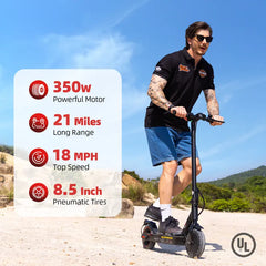 Electric Scooter Adults & Teens, 18 MPH Max Speed, 21 Miles Long Range, Cruise Control and Dual Braking, Foldable Electric Scooter for Adults Powerful Portable App battery escooter system Folding Bike