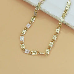 14K gold-plated bracelet Square link jointed chain  Punk hip-hop style men's and women's universal bracelet  Golden tone fashionable accessory waterproof women's bracelet