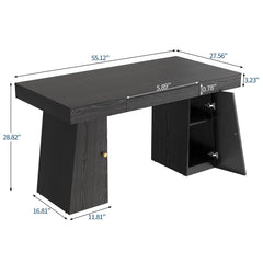 55" Executive Computer Desk with Drawers & Storage Cabinet – Home Office Work Table