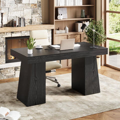 55" Executive Computer Desk with Drawers & Storage Cabinet – Home Office Work Table