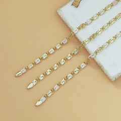 14K gold-plated bracelet Square link jointed chain  Punk hip-hop style men's and women's universal bracelet  Golden tone fashionable accessory waterproof women's bracelet