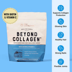 Live Conscious Beyond Collagen Multi Collagen Pulver – hydrolysiertes Kollagen-Peptidpulver der Typen I, II, III, V & X mit Biotin & Vitamin C