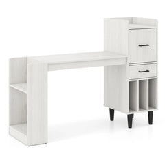 59 Modern Wooden Computer Desk with Drawer & Side Storage Shelves – Home Office Desk