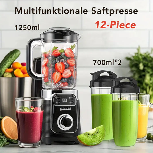 Ganiza Professional Smoothie Blender 1100W Motor 25000 RPM 8 Auto Programs for Frozen Fruits Ice 64 oz Large 12-in-1 Countertop Blender Dishwasher Safe Multifunctional Juicer food processor nutribullet vitamix juicer machine