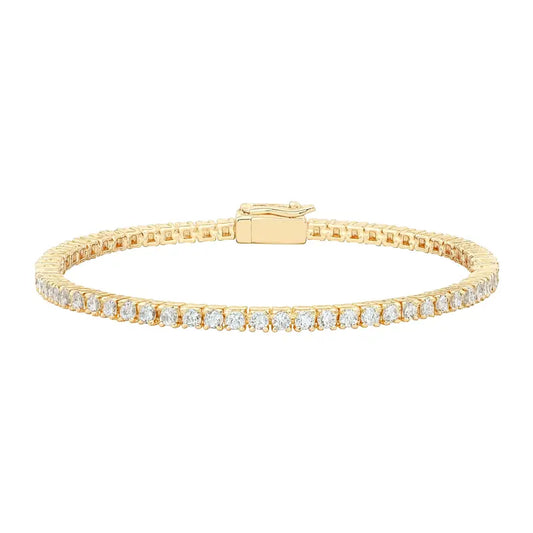 PAVOI 14K Gold Plated Cubic Zirconia Classic Tennis Bracelet | Gold Bracelets for Women | 4mm CZ, Size 6.5-7.5 Inch