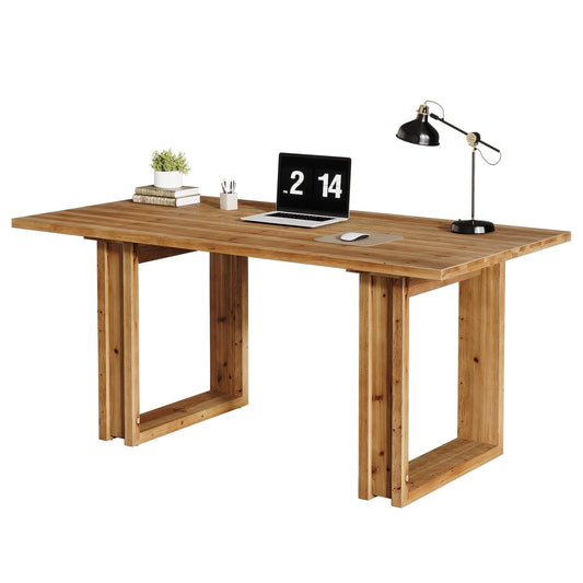 63 Farmhouse Solid Wood Executive Desk – Rectangular Computer & Writing Table
