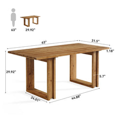 63 Farmhouse Solid Wood Executive Desk – Rectangular Computer & Writing Table