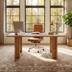 63 Farmhouse Solid Wood Executive Desk – Rectangular Computer & Writing Table