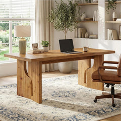 63" Solid Wood Executive Desk – Large Modern Rectangular Office Computer Desk