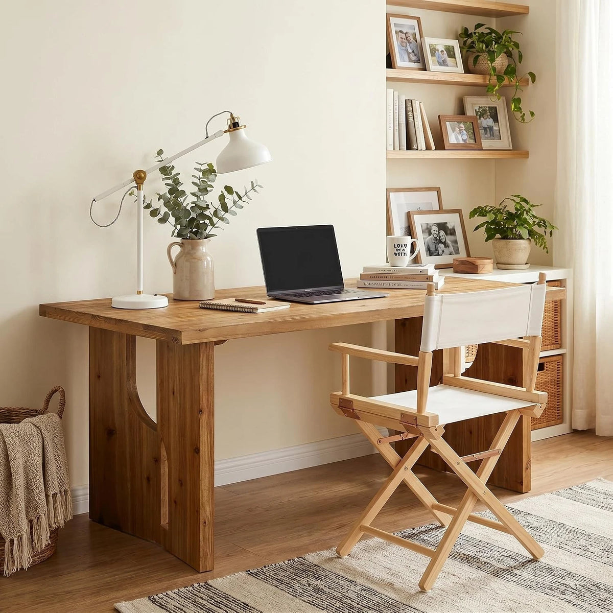 63" Solid Wood Executive Desk – Large Modern Rectangular Office Computer Desk