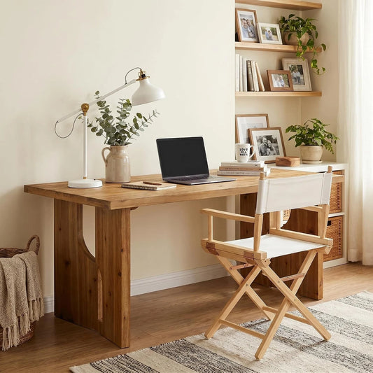 63" Solid Wood Executive Desk – Large Modern Rectangular Office Computer Desk