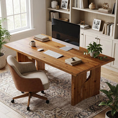 63" Solid Wood Executive Desk – Large Modern Rectangular Office Computer Desk