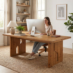 63" Solid Wood Executive Desk – Large Modern Rectangular Office Computer Desk