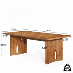 63" Solid Wood Executive Desk – Large Modern Rectangular Office Computer Desk