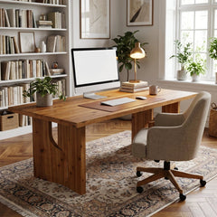 63" Solid Wood Executive Desk – Large Modern Rectangular Office Computer Desk