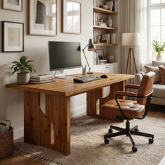 63" Solid Wood Executive Desk – Large Modern Rectangular Office Computer Desk