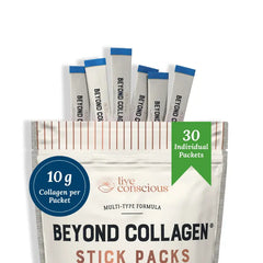 Live Conscious Beyond Collagen Multi Collagen Powder - Types I, II, III, V & X Hydrolyzed Collagen Peptides Powder Blend w/ Biotin & Vitamin C