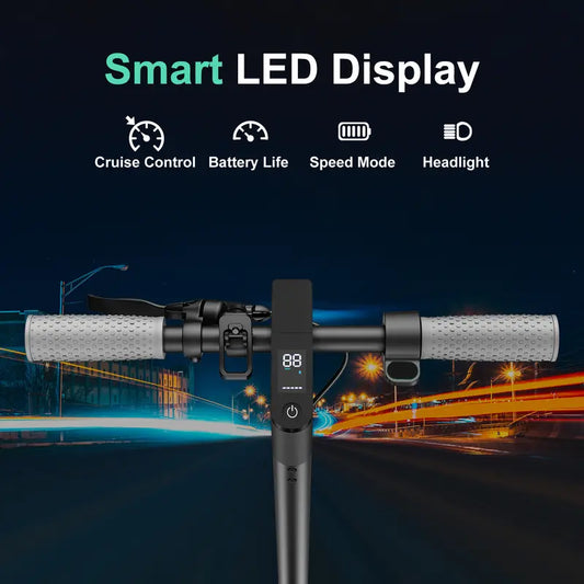 350W Brushless Motor D8 Pro Electric Scooter 8.5-Inch Explosion-Proof Tires 19MPH Max Speed 7.8Ah/10.5Ah Battery 265 Lbs Max Load 3 Speed Modes Foldable Portable Front Rear Lights City Commuter App Smart Control