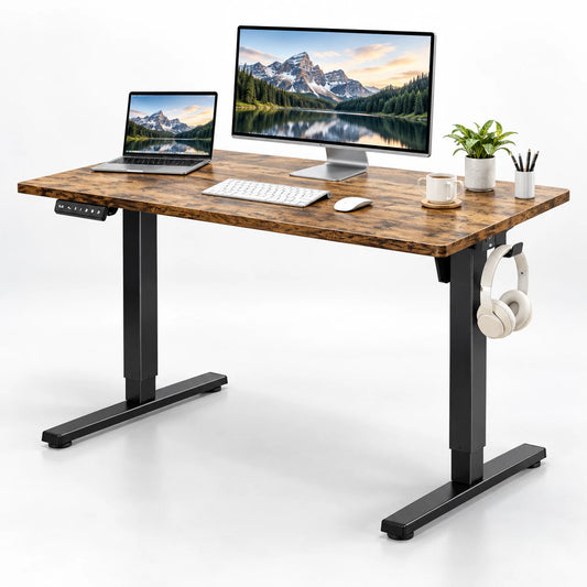 63 x 24 Oak Electric Standing Desk – Height Adjustable Sit-Stand Workstation