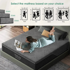 Memory Foam Mattress, 10/12/14 Inch, Twin/Full/Queen/King Size Gel Infused Bed Mattress with CertiPUR-US Certified Foam, Pain Relief & Spine Support, Breathable Knit Cover, Unwind in Style, U8A
