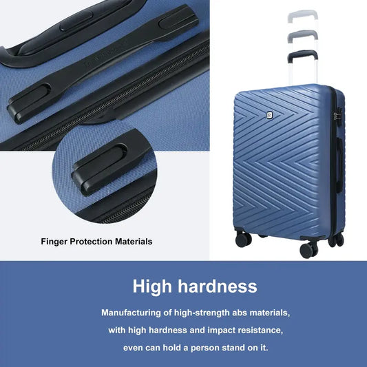 4 Piece Hardshell Luggage Set Hardside Lightweight Suitcase with TSA Lock Spinner Wheels, Blue
