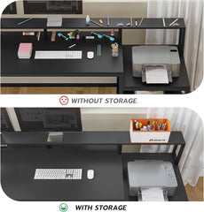 66" L Shaped Computer Desk with LED Lights & Power Outlet – Home Office Corner Desk